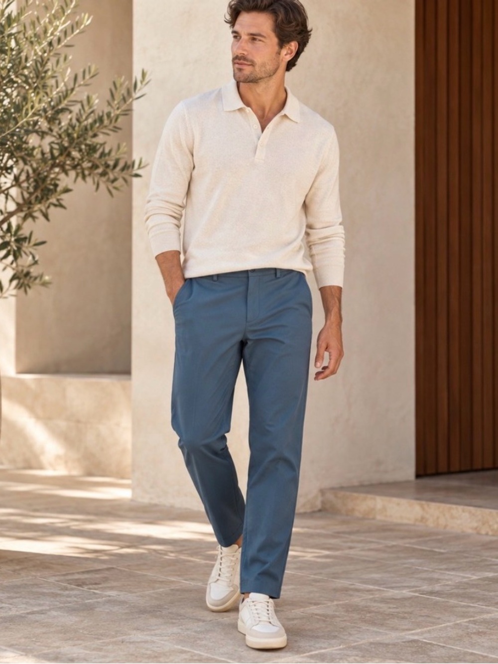 Quince Men's Ocean Dark Blue Ultra-Stretch 24/7 Smart Chino - 34x30